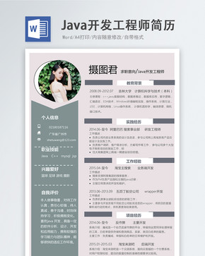 Java开发工程师word简历图片