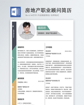 房地产职业顾问word简历word文档