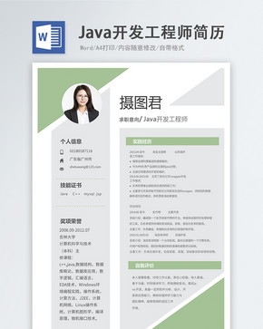 Java开发工程师word简历图片