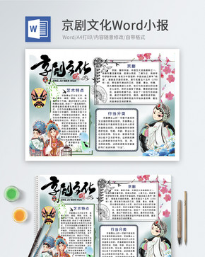 京剧文化Word小报图片