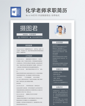 化学老师word简历word文档