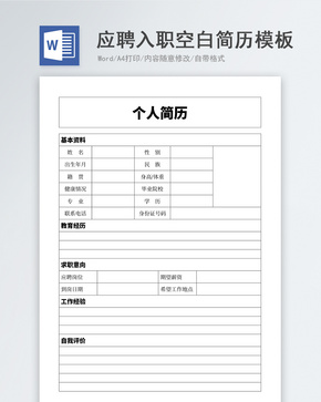 应聘入职空白简历模板word文档