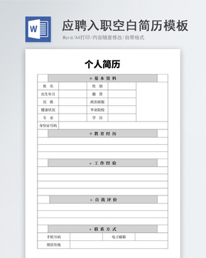 应聘入职空白简历模板word文档