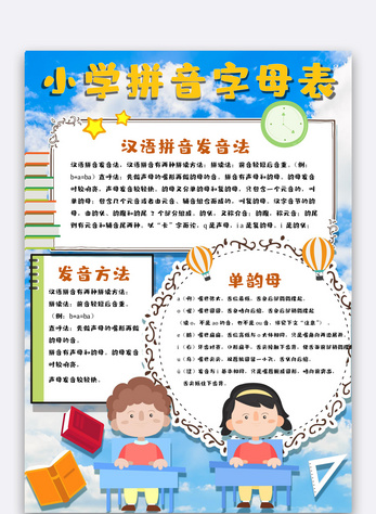 小学拼音字母表小报图片