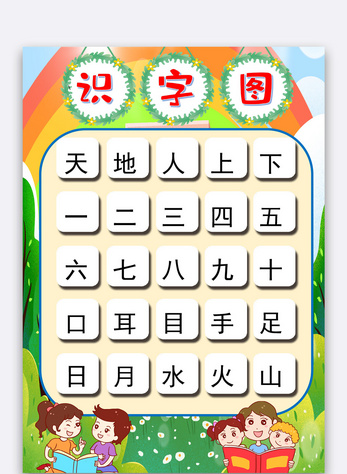 卡通识字图挂图模版