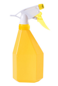 孤立在白色的黄色喷雾瓶