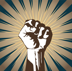 拳头撞击攥紧的拳头照片