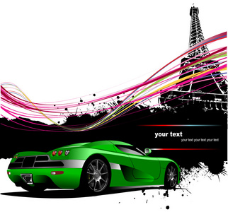 绿色跑车与巴黎形象