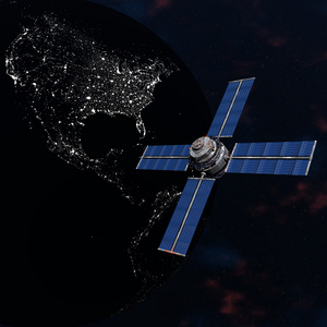 人造卫星在太空中环绕地球运行照片