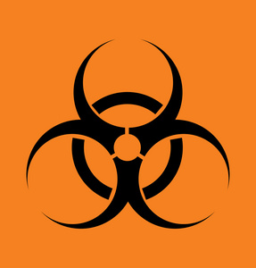 橙色背景上的矢量标志生物危害生物危害标志图标生物危害图标标记生化
