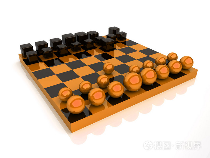 有球体和立方体的国际象棋