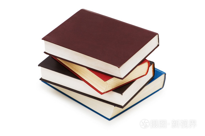 在白色上孤立的一叠书