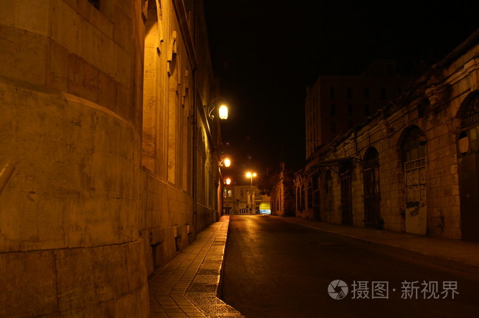 晚间在耶路撒冷的街道
