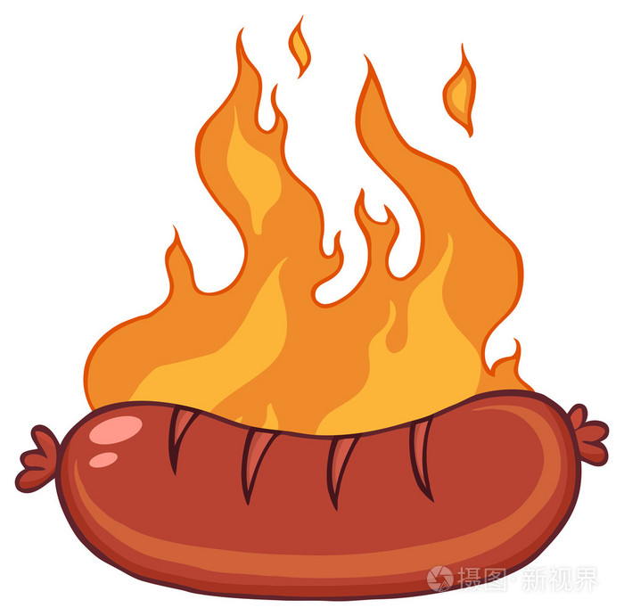 烤的香肠的火焰