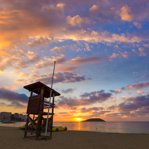 马略卡岛帕尔马诺瓦 Magaluf 海滩日出