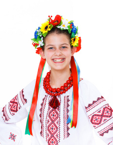 女孩戴着乌克兰民族服饰