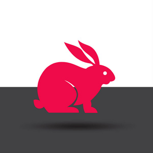 跳跃的小兔子,标志 logo 矢量抽象极简主义简单平面插图中秋节为中国