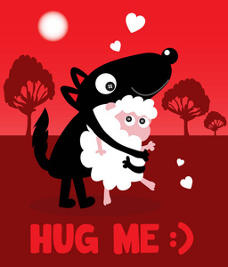 可爱的卡通狼与羊照片