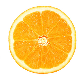 多汁橙片 上白色孤立