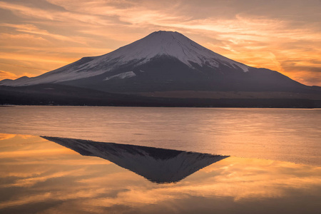 富士山和 Yamanakako 冰湖