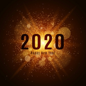 在黑色背景上的金发光尘埃。到 2020 年快乐新。日历的封面。矢量图