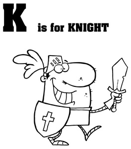 字母 K 与卡通骑士