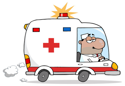 卡通医生和救护车