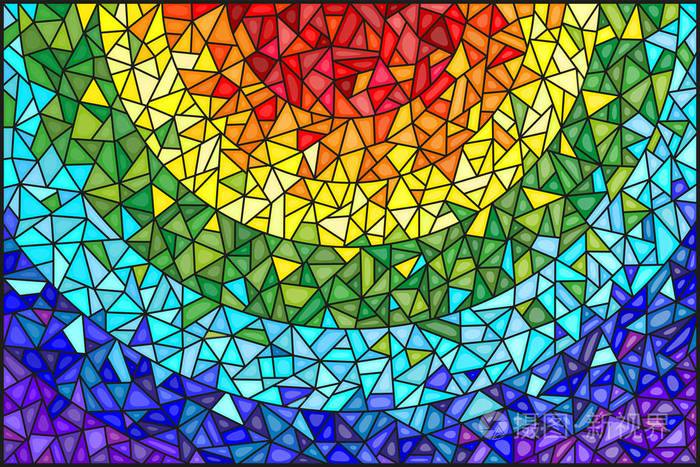 抽象背景下的彩色玻璃彩色的元素排列在彩虹光谱