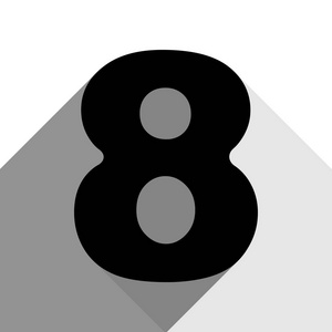 8 号标志设计模板元素。矢量。有两个扁平的灰色阴影，白色背景上的黑色图标