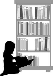 读一本书一个女孩的侧面影像