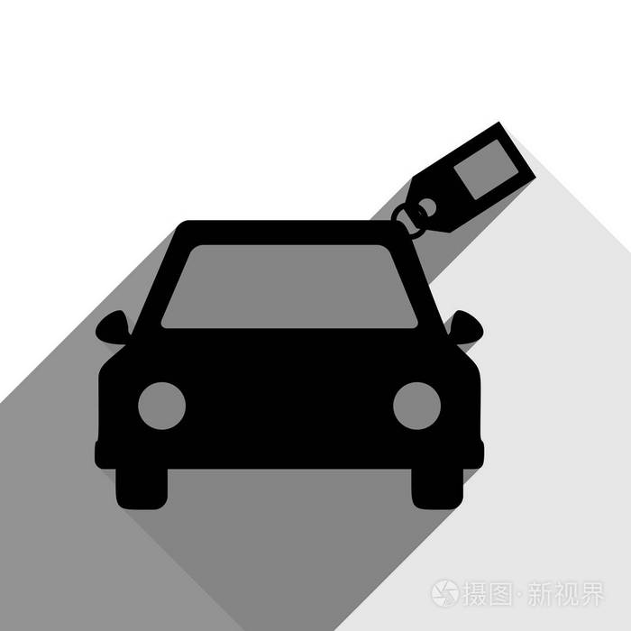 汽车标志与标记.矢量.有两个扁平的灰色阴影,白色背景上的黑色图标