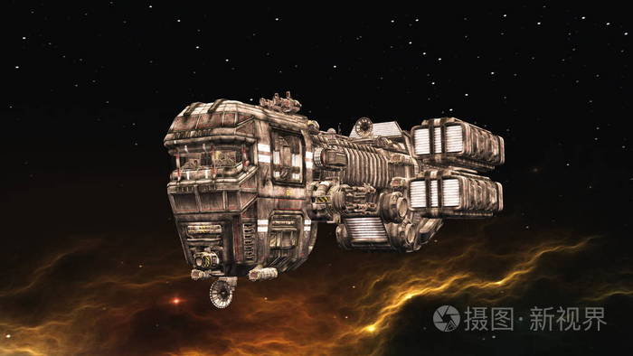 一艘宇宙飞船3dcg渲染