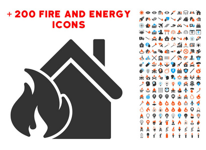 房地产火灾害图标与奖金火集合图片