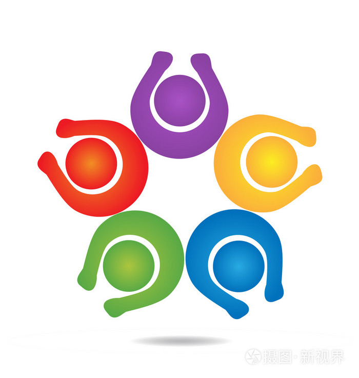 团队精神快乐的人的标志设计模板图标矢量