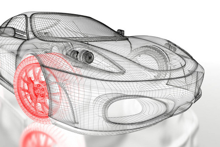 在一张白纸的 3d 汽车网