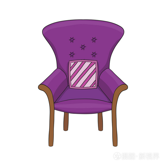 舒适的扶手椅孤立的手绘插图