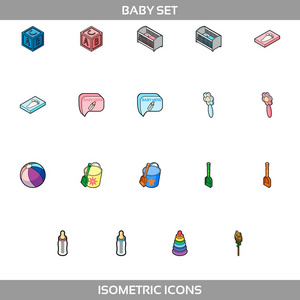 简单的设置的 ofnewborn 和妊娠矢量 Flaticons。包含 suchiconsasbuilding 块 拨浪鼓 