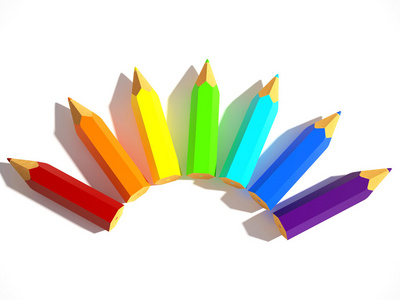 七彩色的铅笔图片