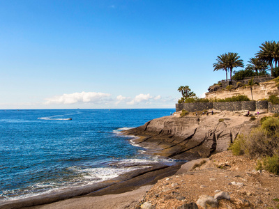 如诗如画的 El 杜克海滩 intenerife。西班牙加那利群岛