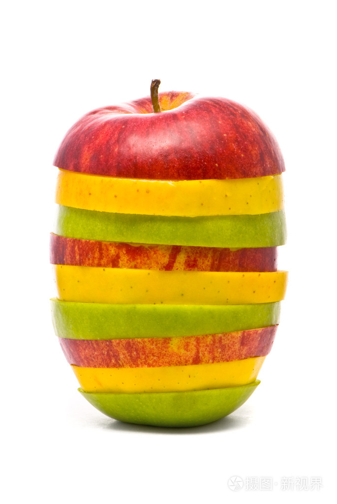 红黄绿苹果切片