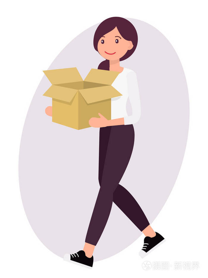 卡通人物设计女性女人带空纸包装盒