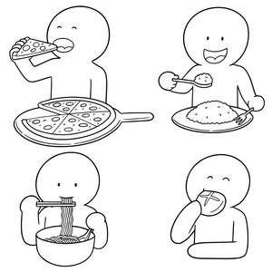 手绘包子餐饮装饰画向量集的人吃照片