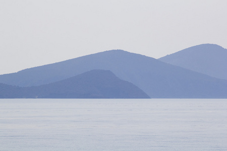 景观与水和土地的背景   爱琴海，希腊