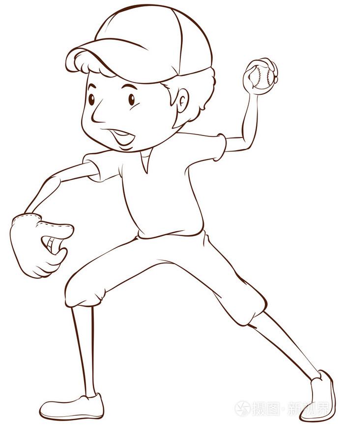 一名棒球运动员一个平原剪影插画-正版商用图片006eey-摄图新视界
