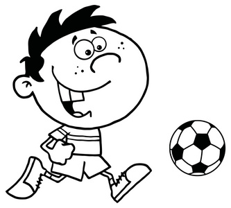 卡通男孩和足球球