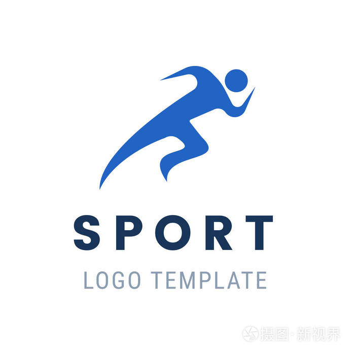 赛跑者的标志.快速抽象奔跑的人.矢量图程式化的运动员图