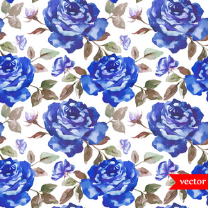 蓝玫瑰花纹水彩壁纸图片