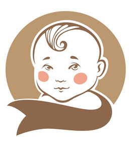 我出生,矢量婴儿脸图愤怒的卡通脸留茬,矢量插图.可爱的狗设计.