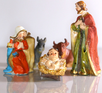 在传统的圣诞的神圣家族