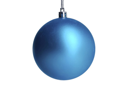 孤立在白色背景上的蓝色闪亮圣诞球